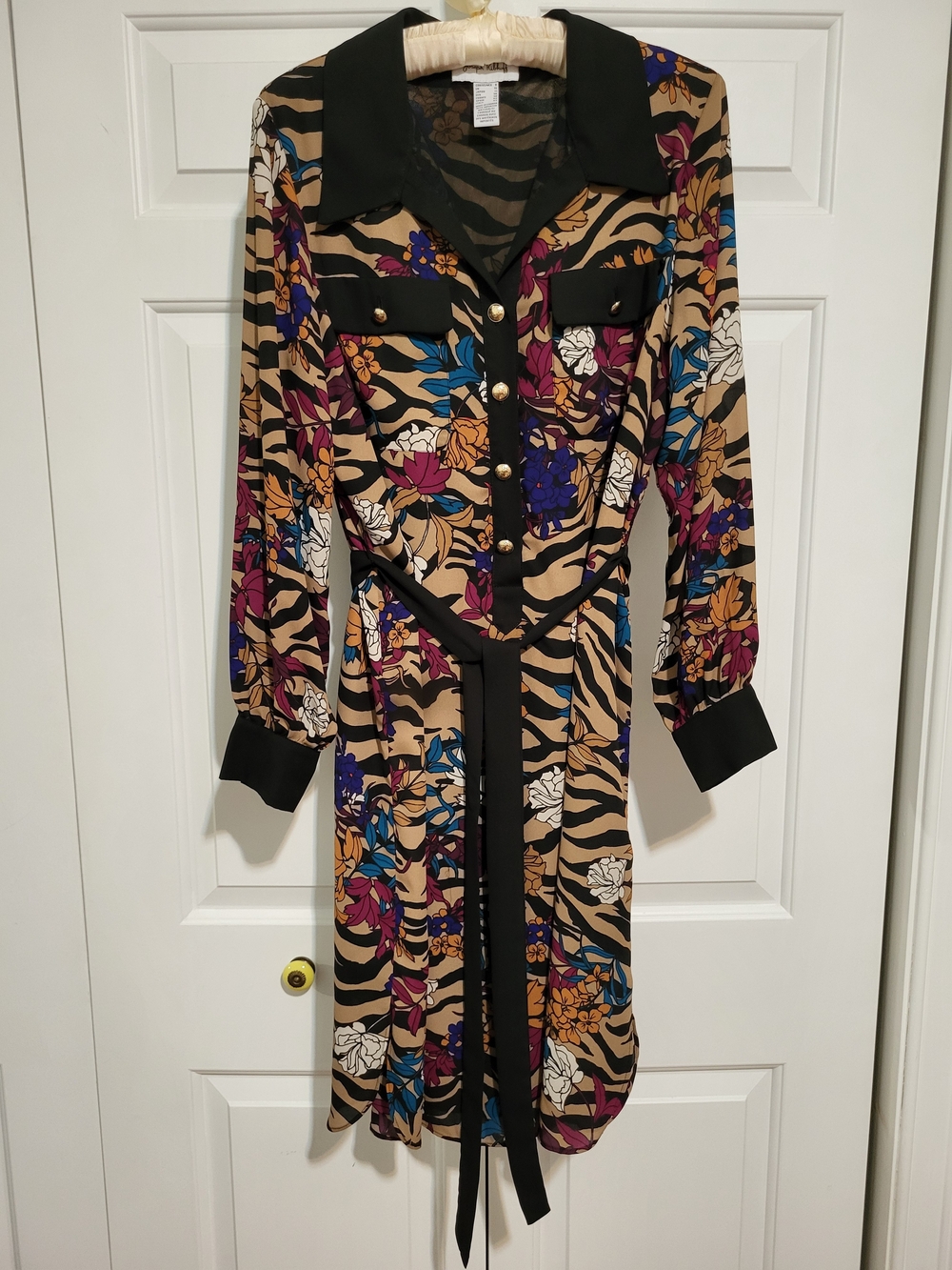 Joseph Ribkoff Tiger Stripe Floral Shirt Dress